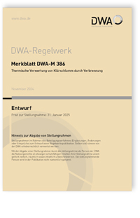 Merkblatt DWA-M 386 Entwurf, November 2024. Thermische Verwertung von Klärschlamm durch Verbrennung